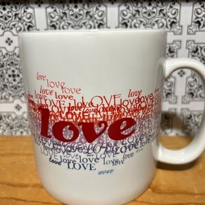 Coventry Porcelain 24 oz White & Red Love Mug